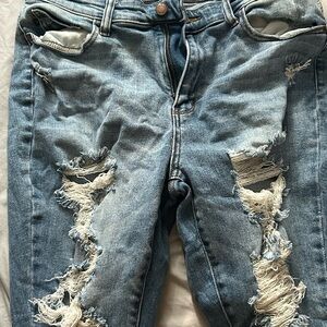 Judy Blue Light Blue Distressed Skinny Jeans